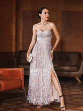 Women Sexy Strapless Backless Lace Slit Party Dress Sai Feel